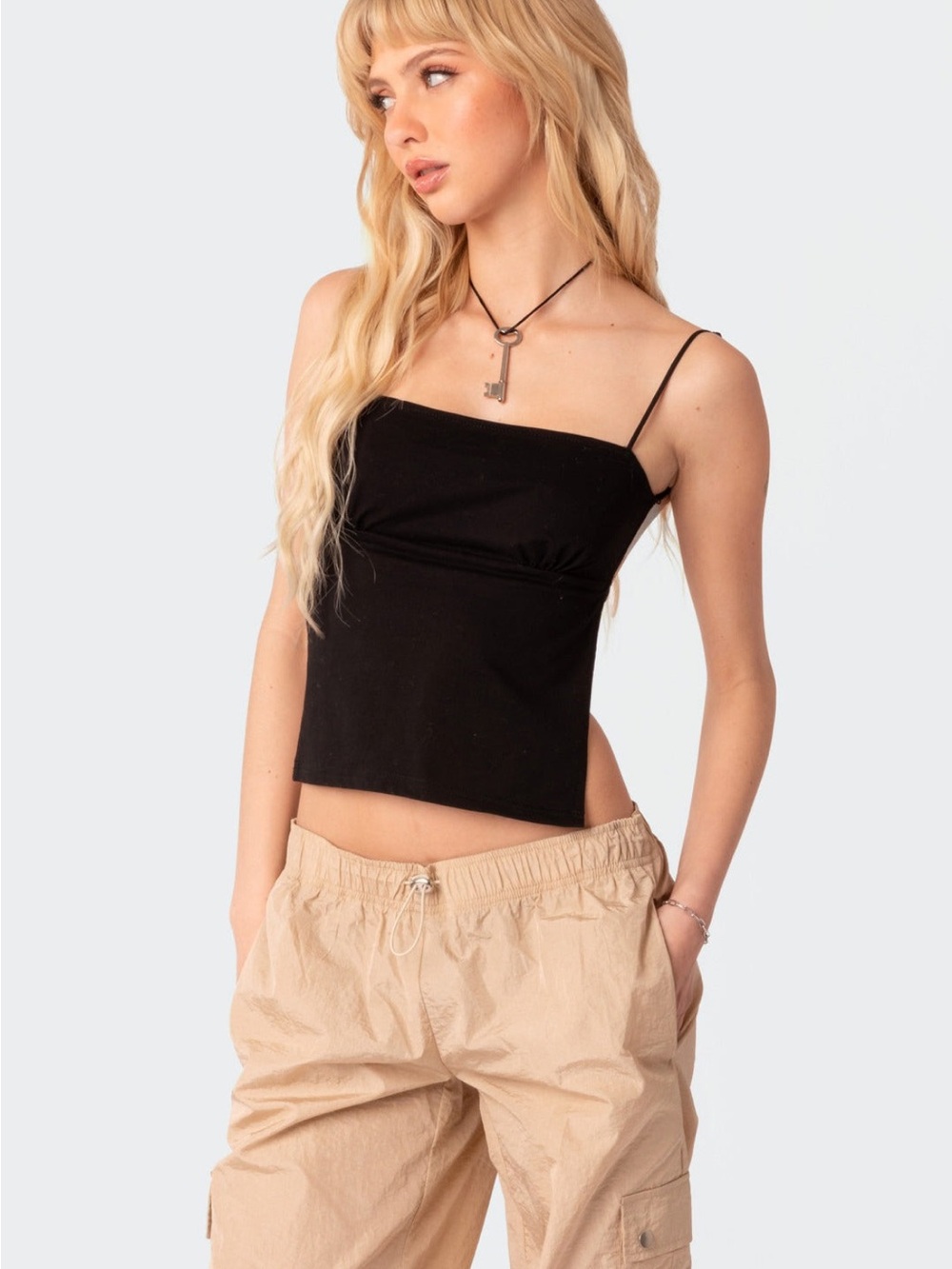 EDIKTED black open back tank top